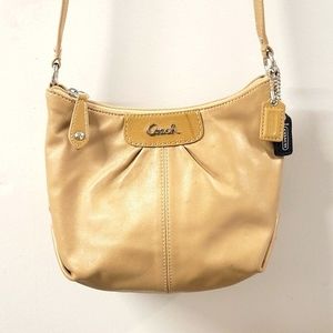 Coach Khaki Leather Crossbody Bag Silver Toned Hardware